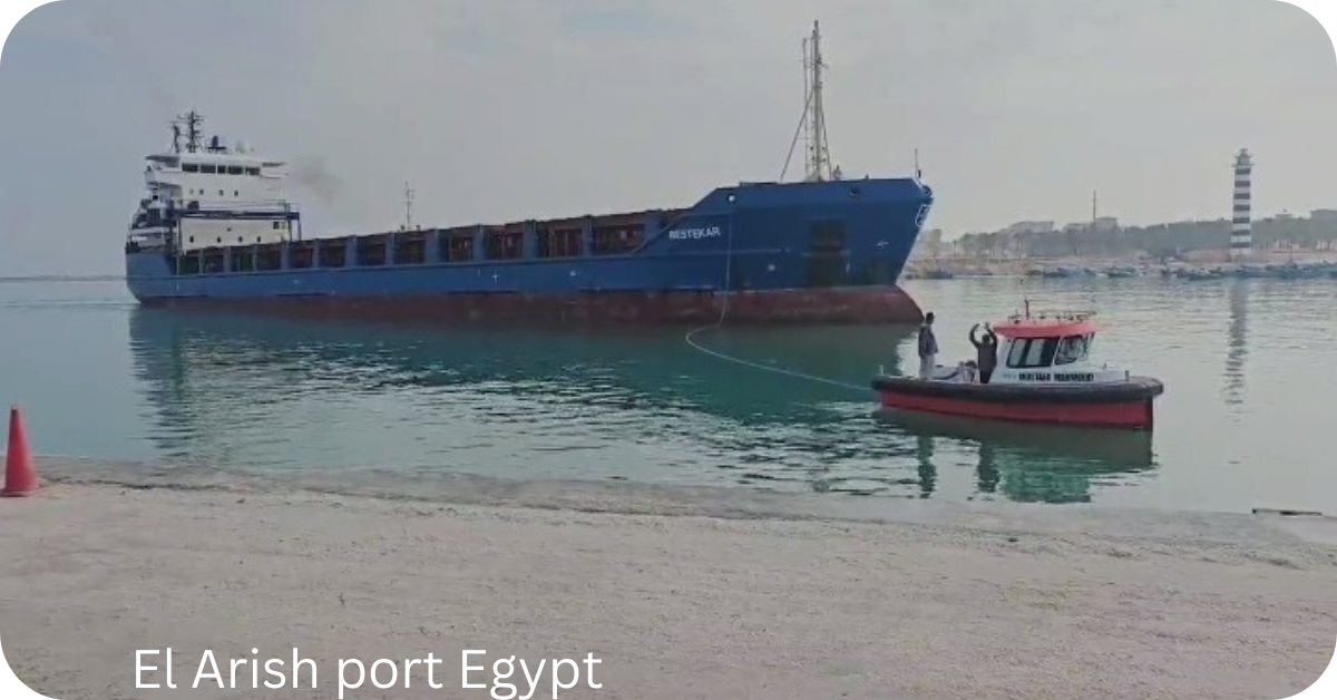 Turkish ship arrived in El Arish port